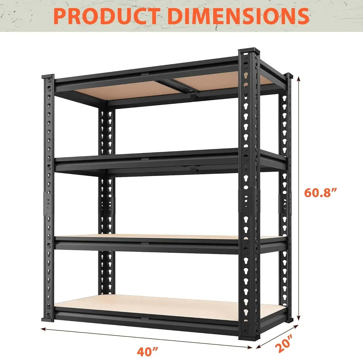 5 Tier Garage Shelving Unit Heavy Duty Storage Shelves For Garage Basement Warehouse Commercial School Adjustable