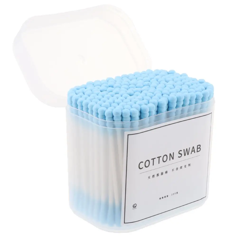 عبوة من 200 قطعة من أدوات وضع المكياج القطنية بمقبض خشبي وعصا أعواد قطنية برأس مزدوج الأطراف #6