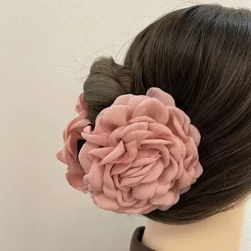 Fashion Large Rose Flower Hair Claw Clips Women Girls Sweet Ponytail Holder Crab Clamps Barrettes Hairpins Hair Accessories