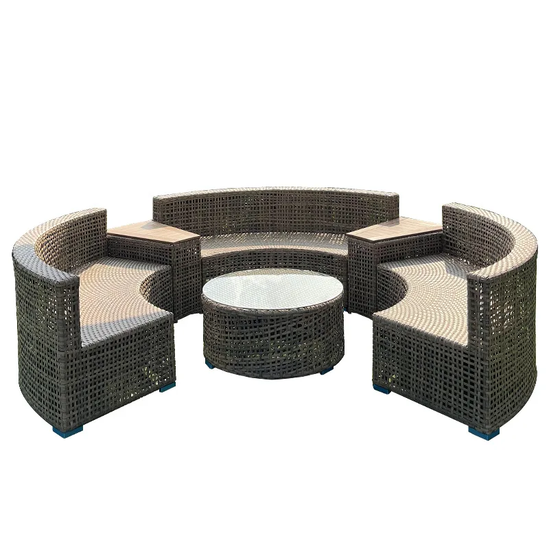 

Nordic outdoor sofa coffee table combination simple leisure sales office outdoor courtyard waterproof and sunscreen circular arc