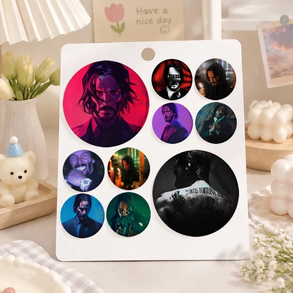 A-J-John W-Wick Anime Round Badges, Brooches, Clothing Accessories, Birthday Gifts, Anime Conventions