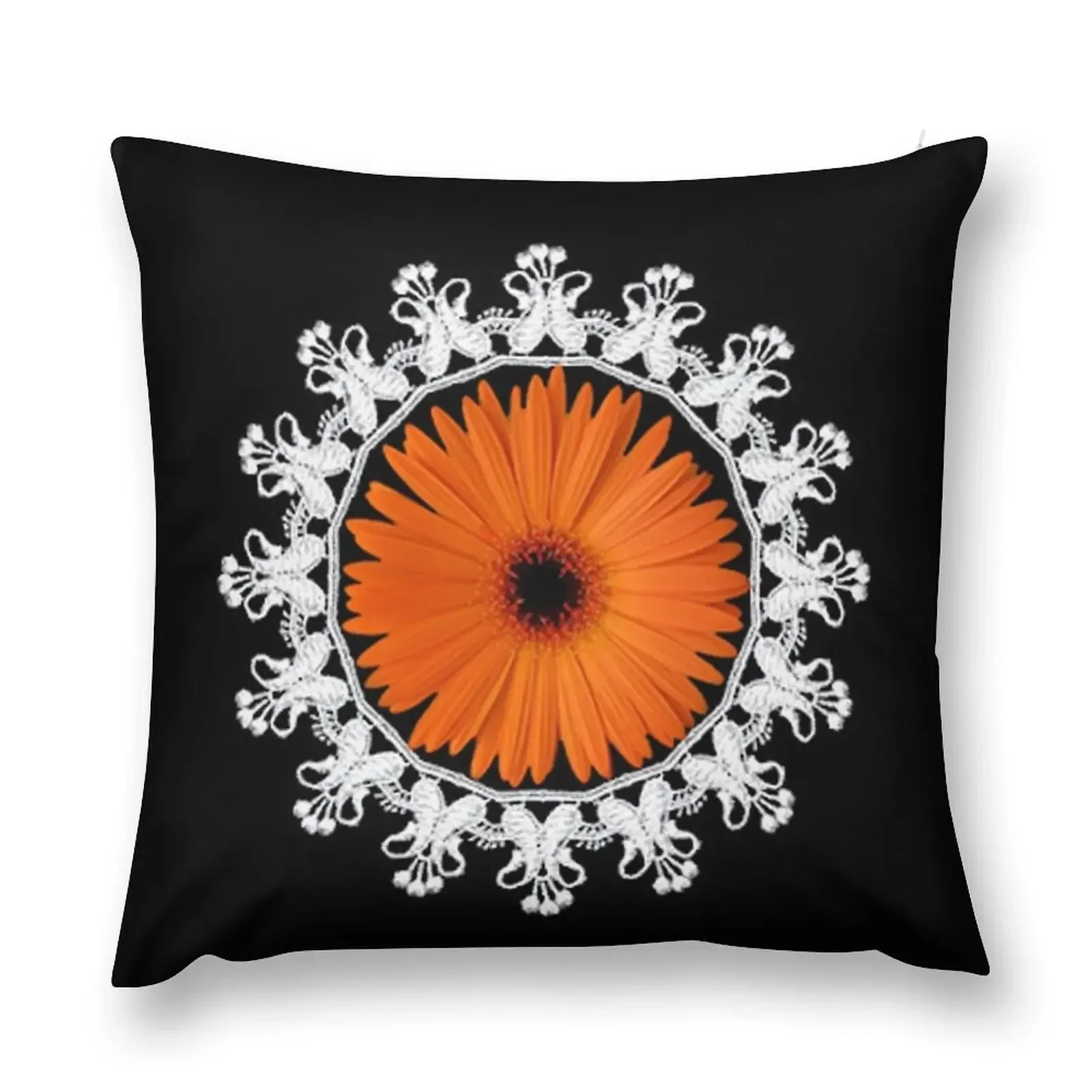 LACE GERBERA FLOWER... PICTURE,PILLOW,TOTE BAG,ECT.. Throw Pillow Sofa Cushions Cover Decorative pillowcase pillow