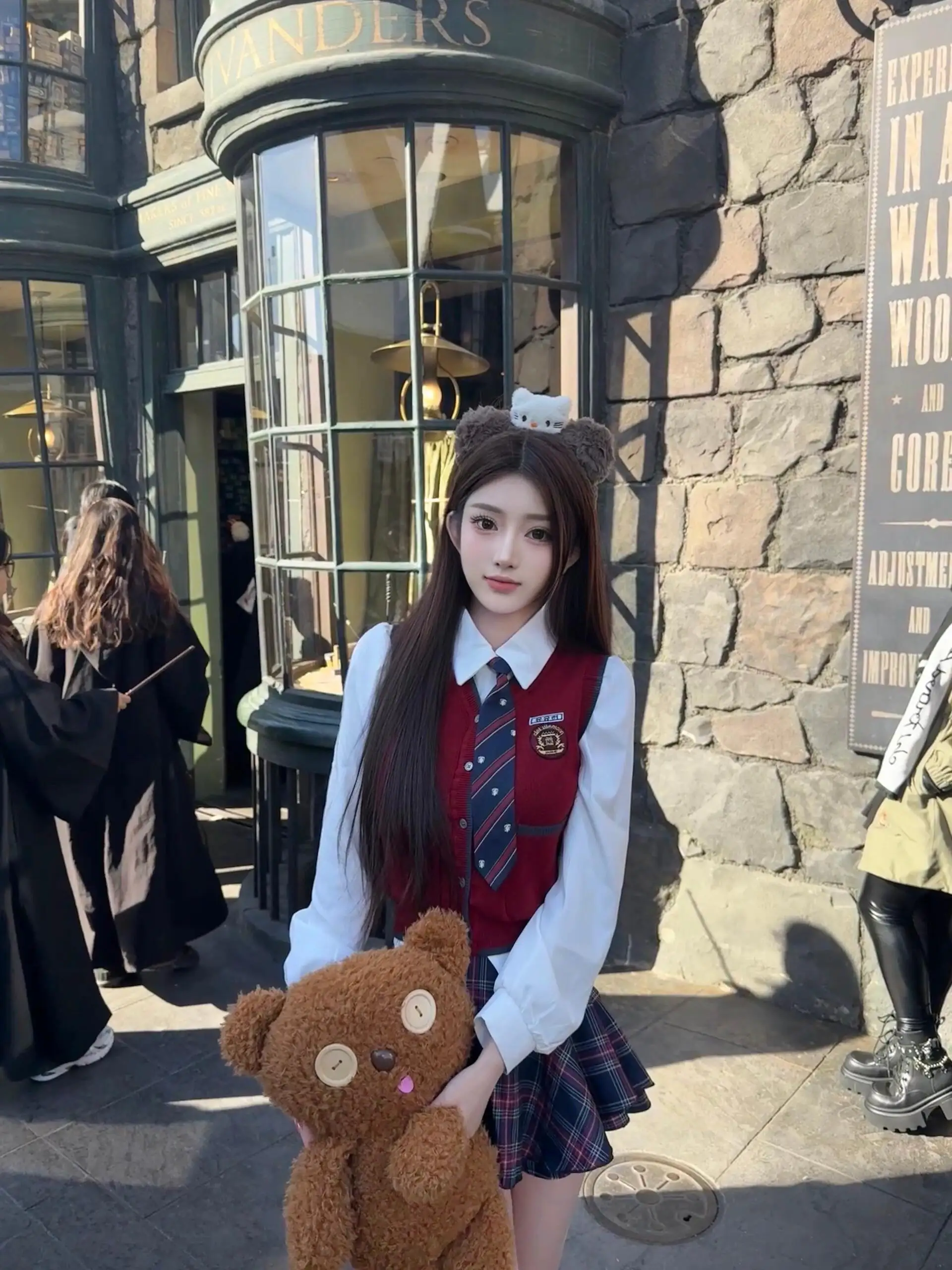 

Комплект вязаного жилета и клетчатой юбки College Sle Jk orm f Юбка Cisas Outfit Combo Женская осенняя коллекция Faion