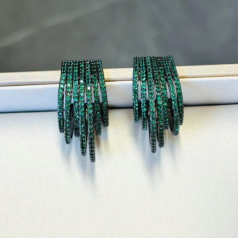 Bilincolor Zirkonia Vintage Grüner Ohrring für Damen