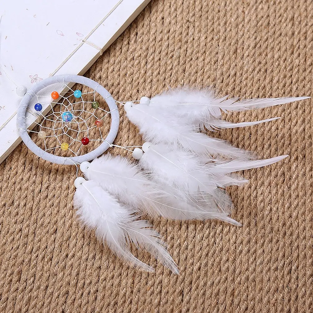 Atrapasueños colgante de plumas para el hogar y el coche, adorno artesanal para decoración de pared y dormitorio, regalo, 1 unidad