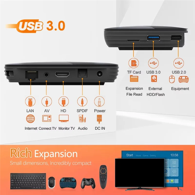 APPLIA-8K TV Box Android 9 Smart Android TVBOX 9.0 Amlogic S905X3 4GB 32GB Wi-Fi 1080P BT 4K Set Top Box Media Player EU Plug