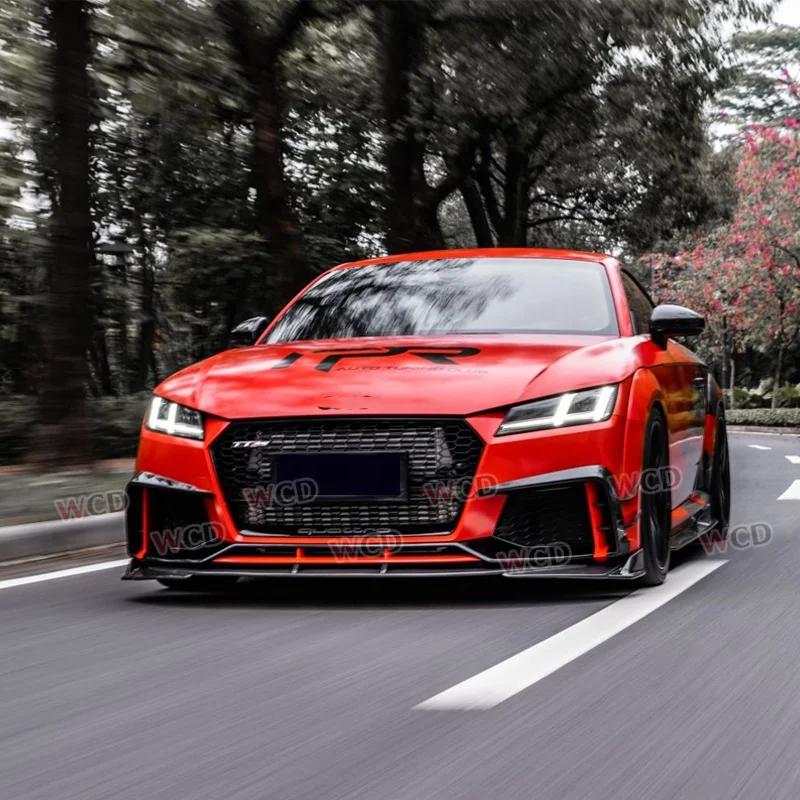 For 15-19 Audi TTRS MK3 Dry Carbon Fiber Front Bumper Lip Spoiler Side Splitter Canards Side Skirt Rear Diffuser Bodykit