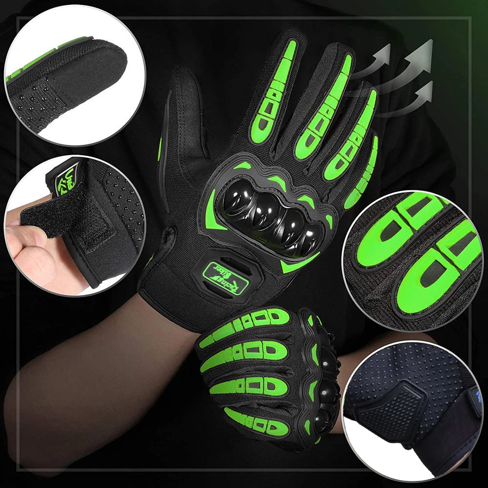 Green Motorcycle Gloves Touch Screen Motorbike Riding Gloves Summer Breathable Moto Gloves Full Finger Motocross Guantes Gloves
