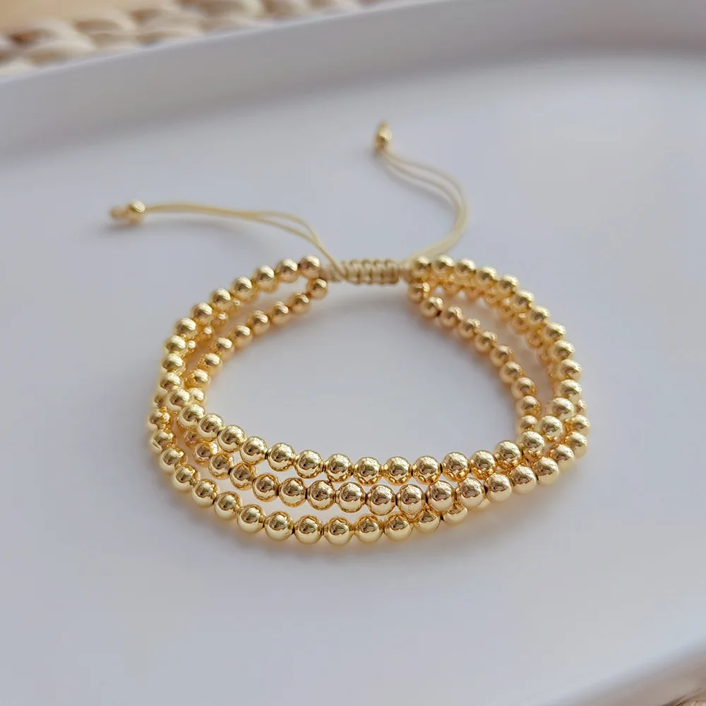 KKBEAD Multilayer Bracelets Jewelry for Women Hight Quality Unfade Copper Gold Plated Beads Bracelets Gold Color Pulseras