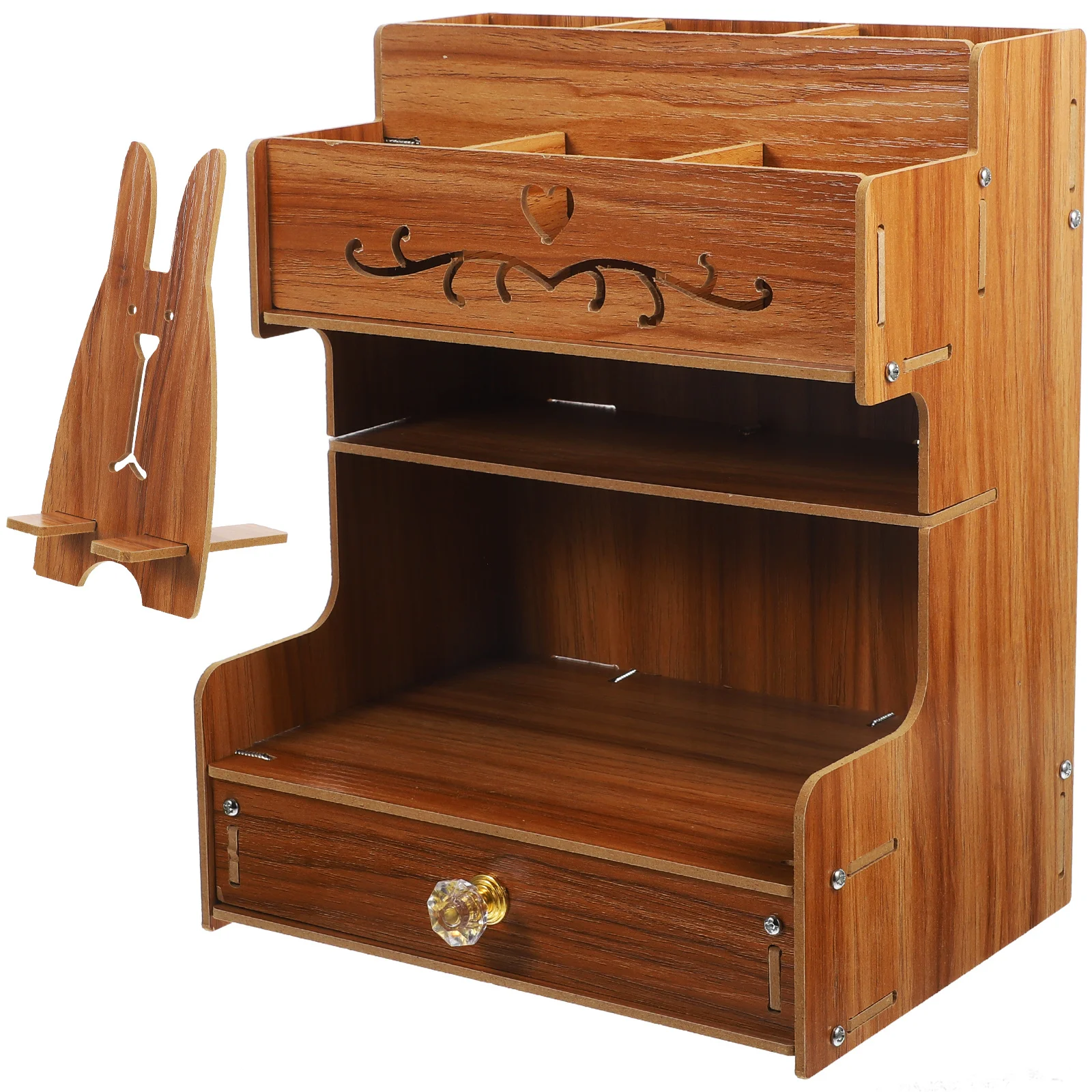 

Wooden Desk Organizer Large Capacity Desktop DIY Pencil Holder Stationery Storage Box Multi Compartment Pen Holder Organizer