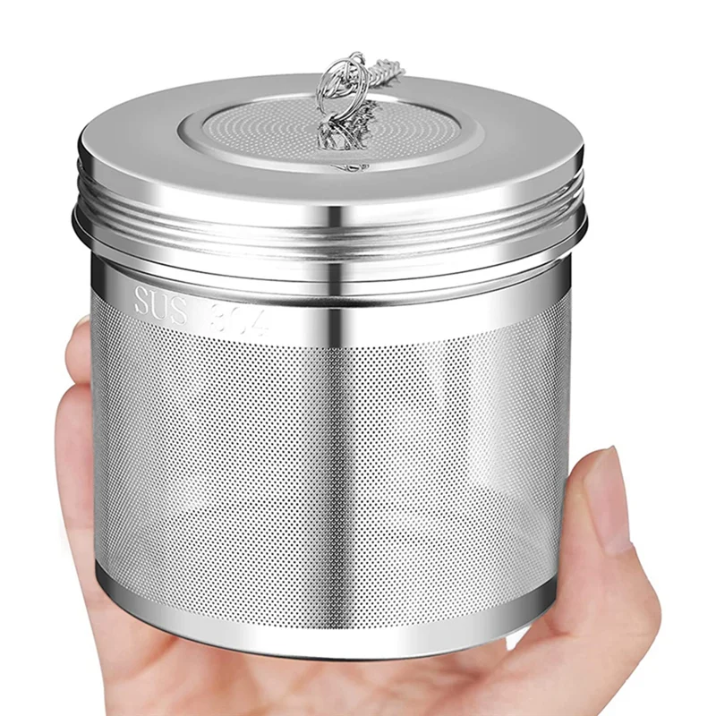 ABPO 3 pezzi grande infusore a sfera di tè per tè a foglie sfuse e infusore di spezie per cucinare, coperchio filettato, colino da tè a maglia extra fine