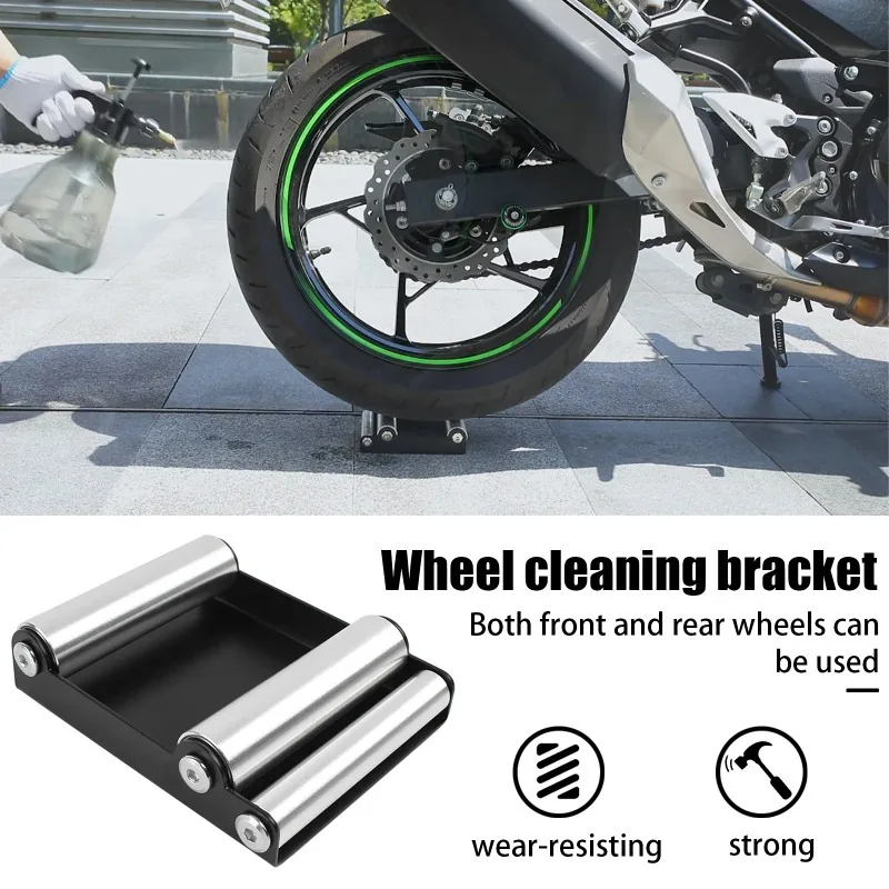 

Motorcycle Universal Chain Clean Durable Roller Ramp Lift Tire Wheel Cleaning Stand Tire Wash Bracket Portable for Harley Honda
