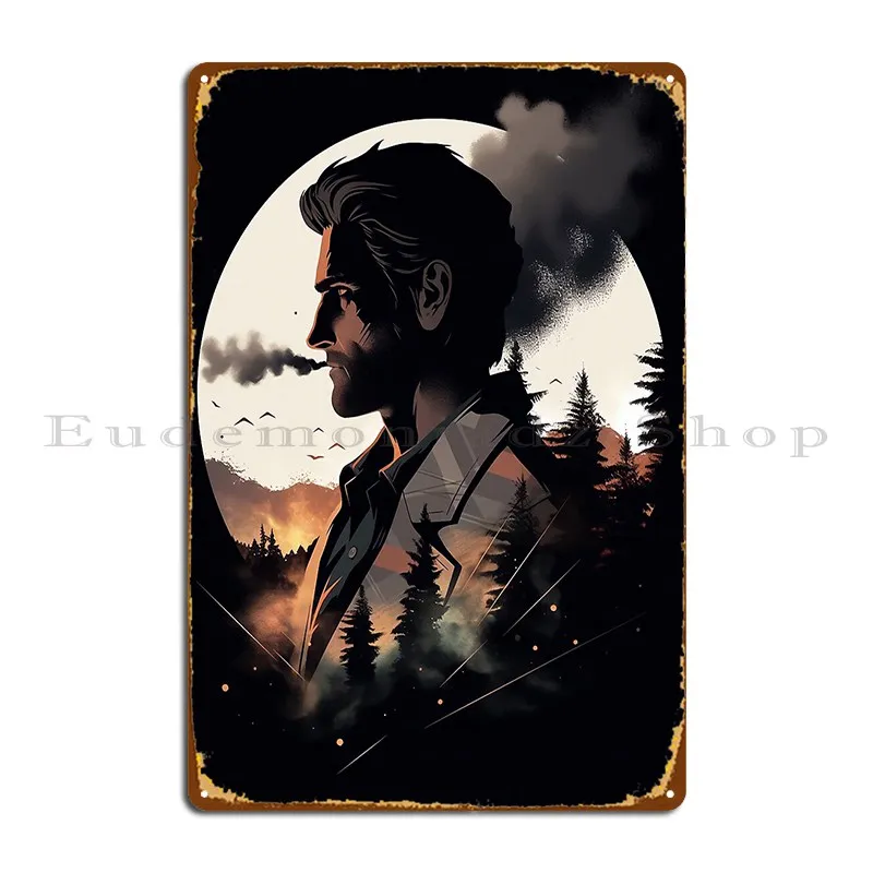 Alan Wake Silhouette Schellstation Metal Plaque Poster Club Designer Create Club Classic Tin Sign Poster