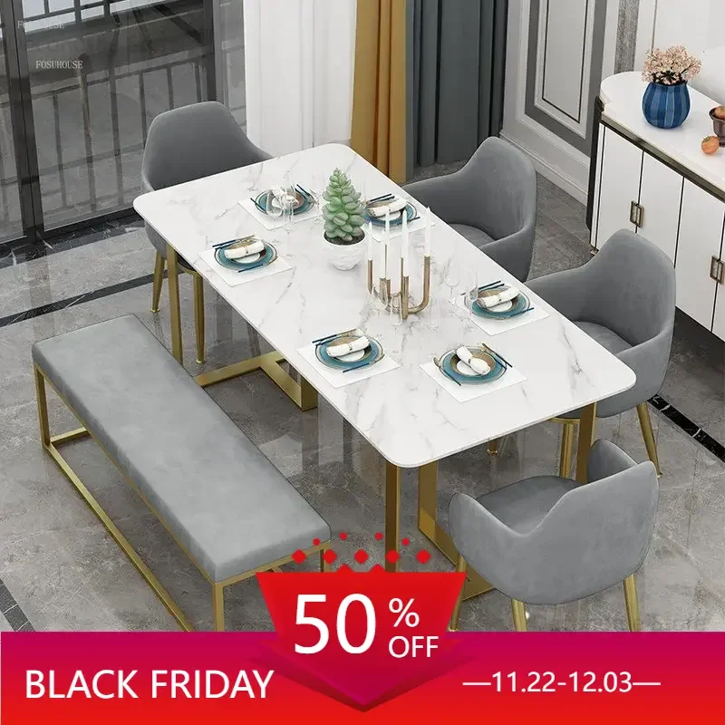 

Nordic Luxury Rock Slab Rectangular Dining Table Dining Tables Designer Restaurant Simple Cafe Dining Table Home Furniture