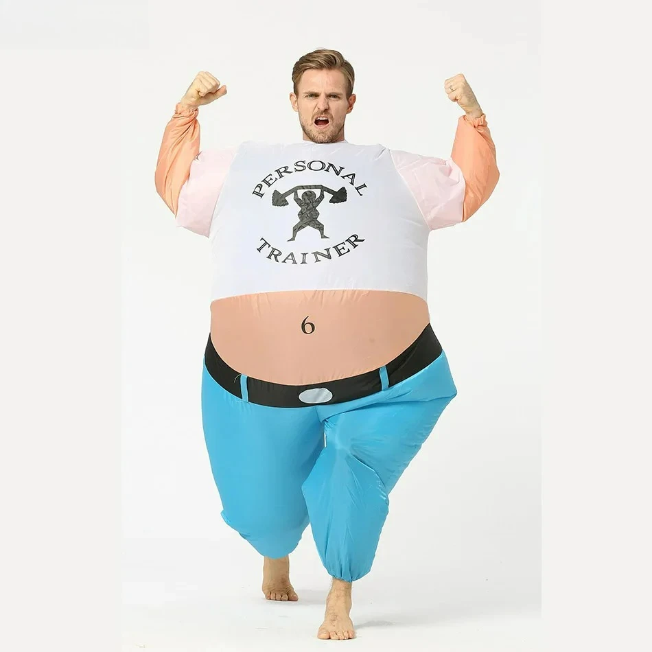 

Be suitable for Inflatable Strong Man Halloween Costume Adult Men Personal Trainer Cloth Sports Coach