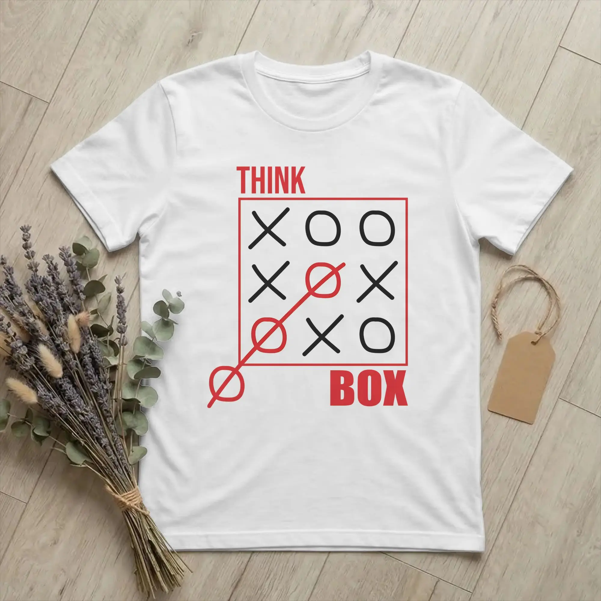 Retro Think Outside The Box   Tic Tac Toe T-Shirt Men's Cotton Short Sleeve  O-neck Summer Tops