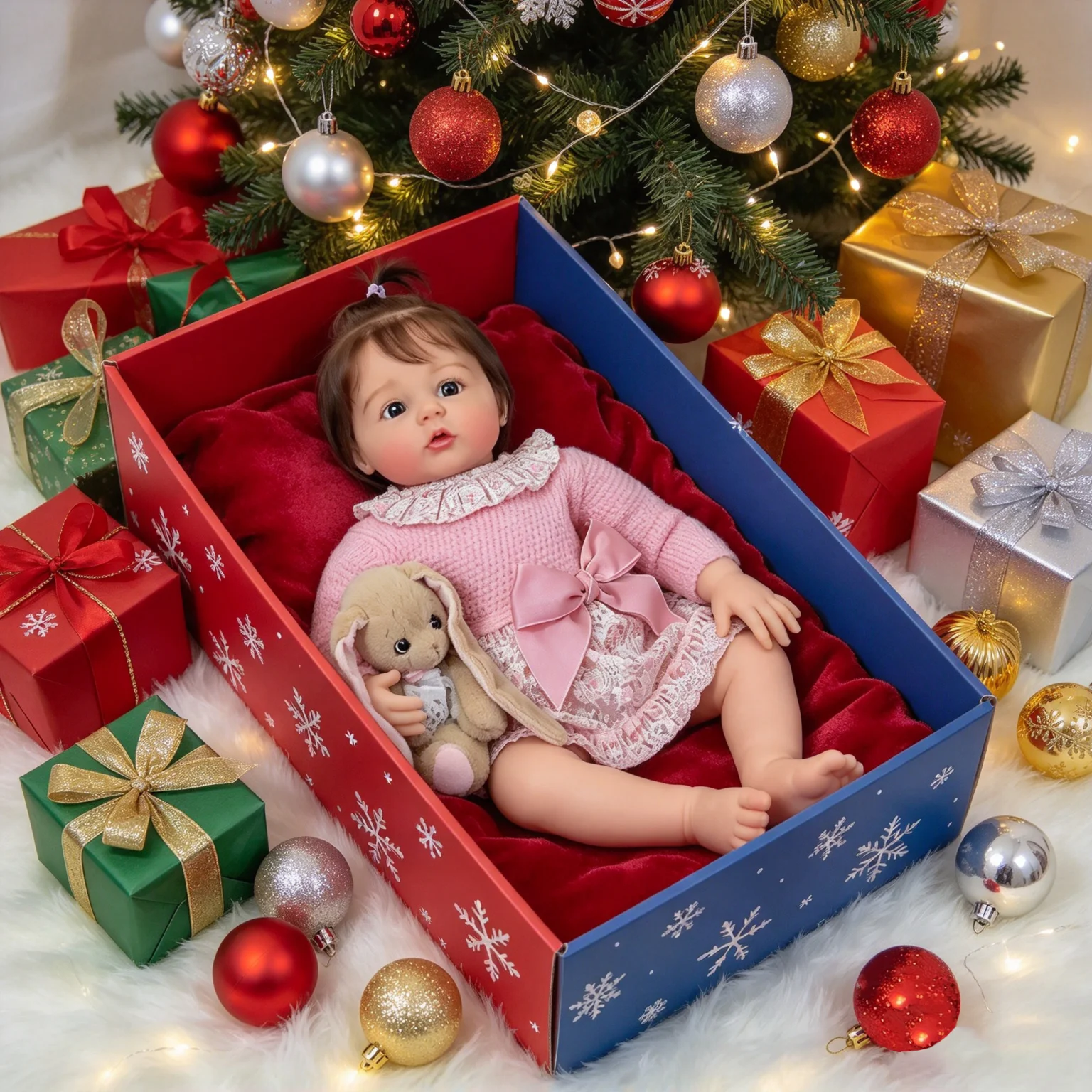 Image of 22 Zoll/55 cm große Revival-Puppe, realistische, weiche 3D-Haut, feine Bemalung, handgefertigte Haartransplantation, Vinylpuppe, geeignet als Geburtstags-, Weihnachts- oder Neujahrsgeschenk für