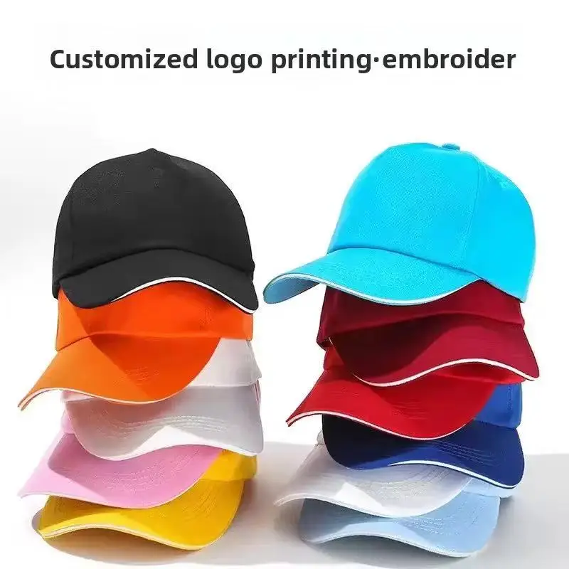 Men's and Women's Universal Summer Baseball Cap - Polyester Five-Layer Cap with Adjustable Metal Snap Closure - Customized Logo