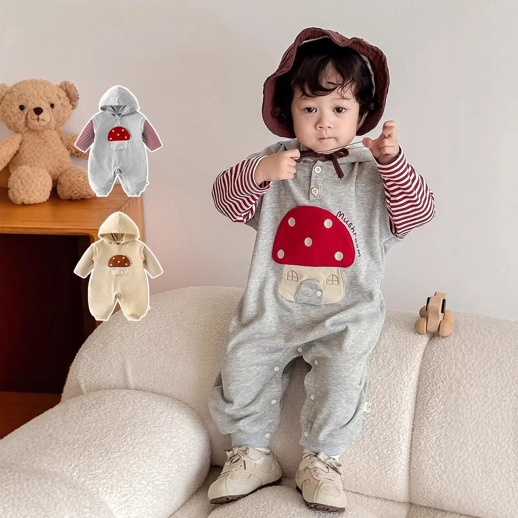 

Baby Patch Jumpsuit 2025 New Autumn Newborn Clothes, Men's Baby Western-style Fake Two-piece Striped Crawling Suit