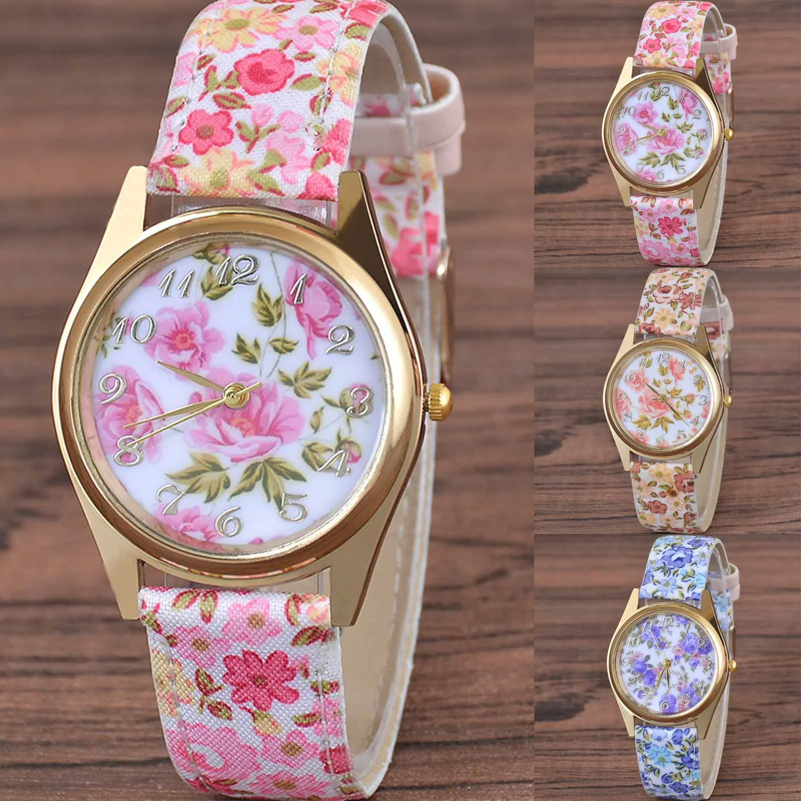 

Blomsterprint Women Watch Classic Quartz Watch For Women Roman Numeral Red Genuine Leather Strap Watch Business Watch