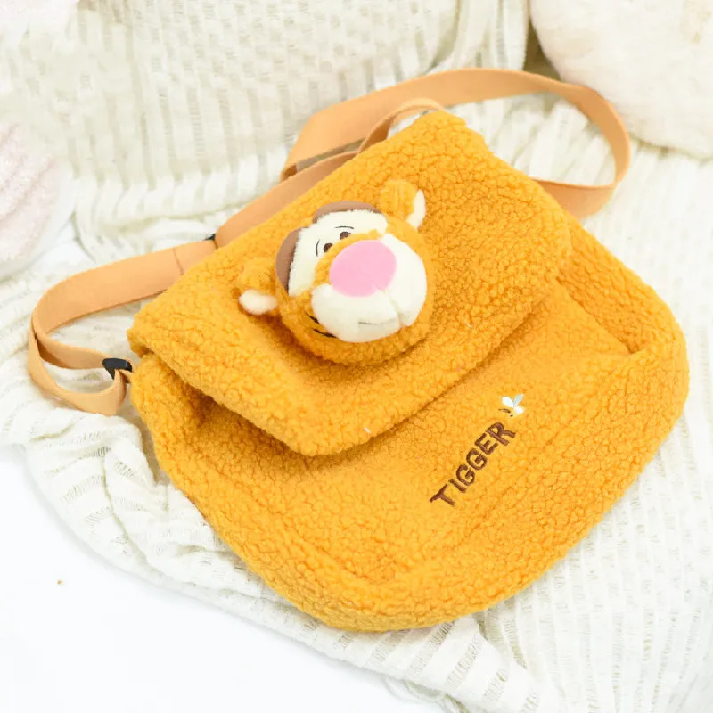 Original Disney Cartoon Tigger Plush Toy Shoulder Bag Kawaii Japanese Leisure Handbag Portable Anime Children Birthday Gifts