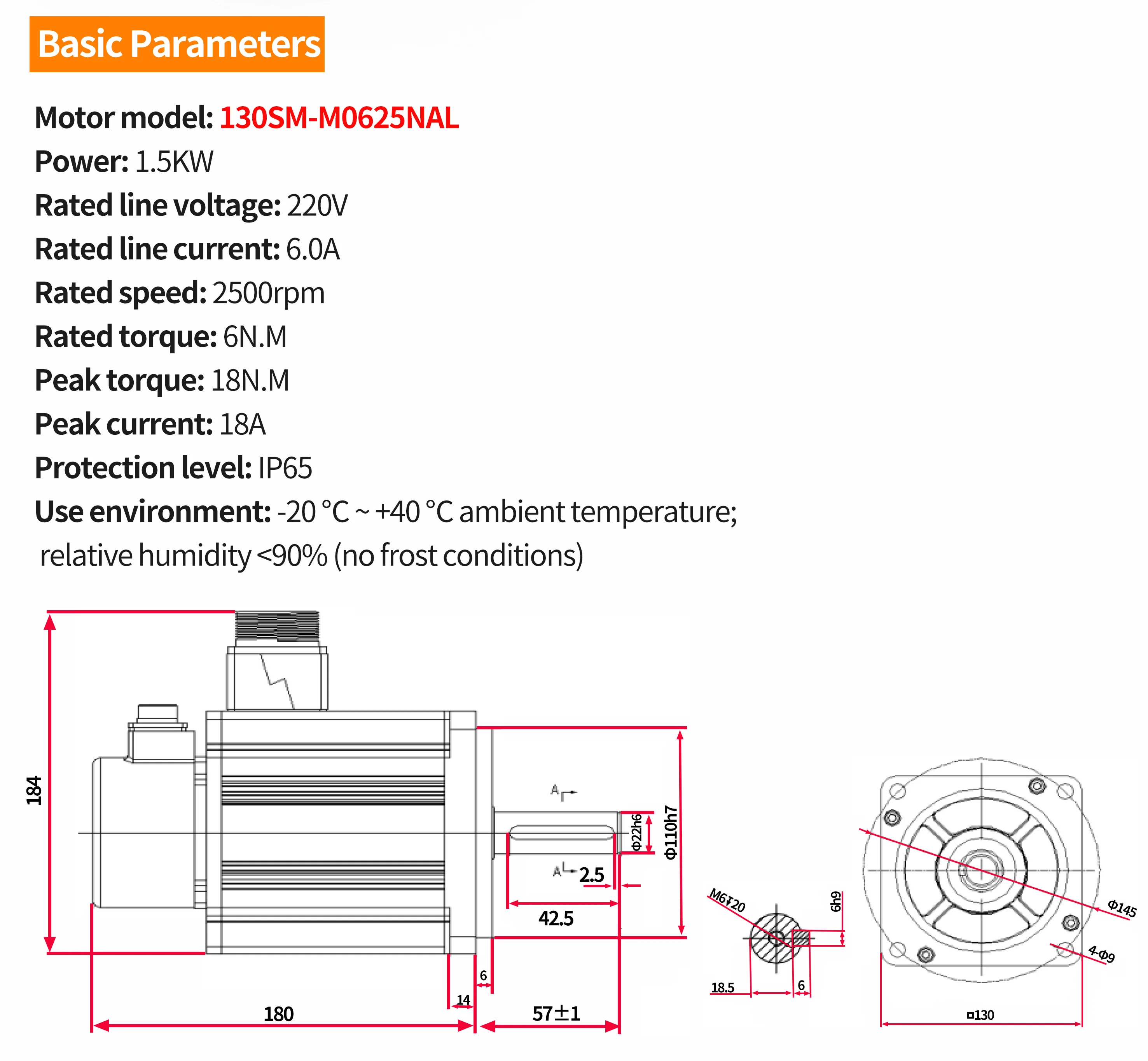 【EU Store】Optical Encoder 130F-1020WDL AC 220V Servo Motor 2KW Kit 9.55N.m 2000/2500RPM no Brake + SDF20NK9X driver + 3M wire