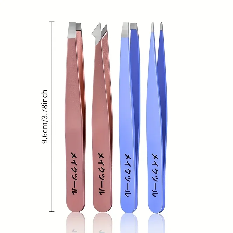 Pinça profissional de aço inoxidável para sobrancelha, 2 peças, ponta de precisão resistente para enxerto de sobrancelha, aplicação de cílios, cabelo indolor