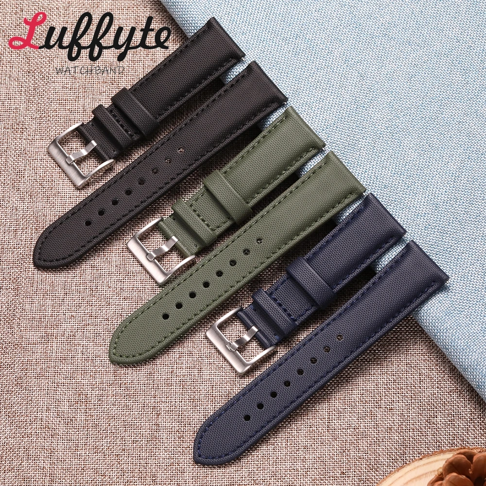 Segeltuch-Nylonbänder mit Edelstahl-Schnalle, 20 mm, 22 mm, Schnellverschluss, lässig, für Herren und Damen, Uhrenarmband, Uhrenzubehör