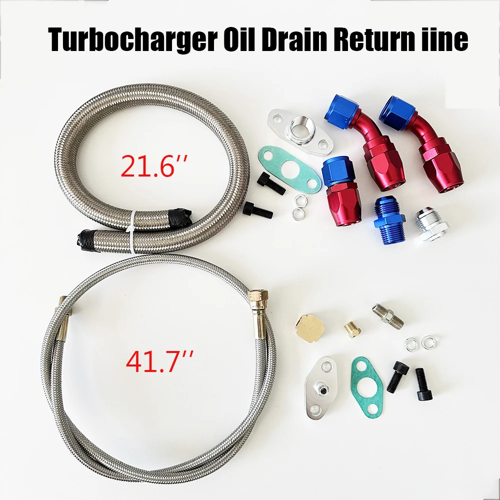 

Universal Turbo Charger Oil Feed Line Oil Return Line Oil Drain Pipe For T3 T4 T3/T4 T70 T66 T04E AN10 Oil Feed Complete Kit