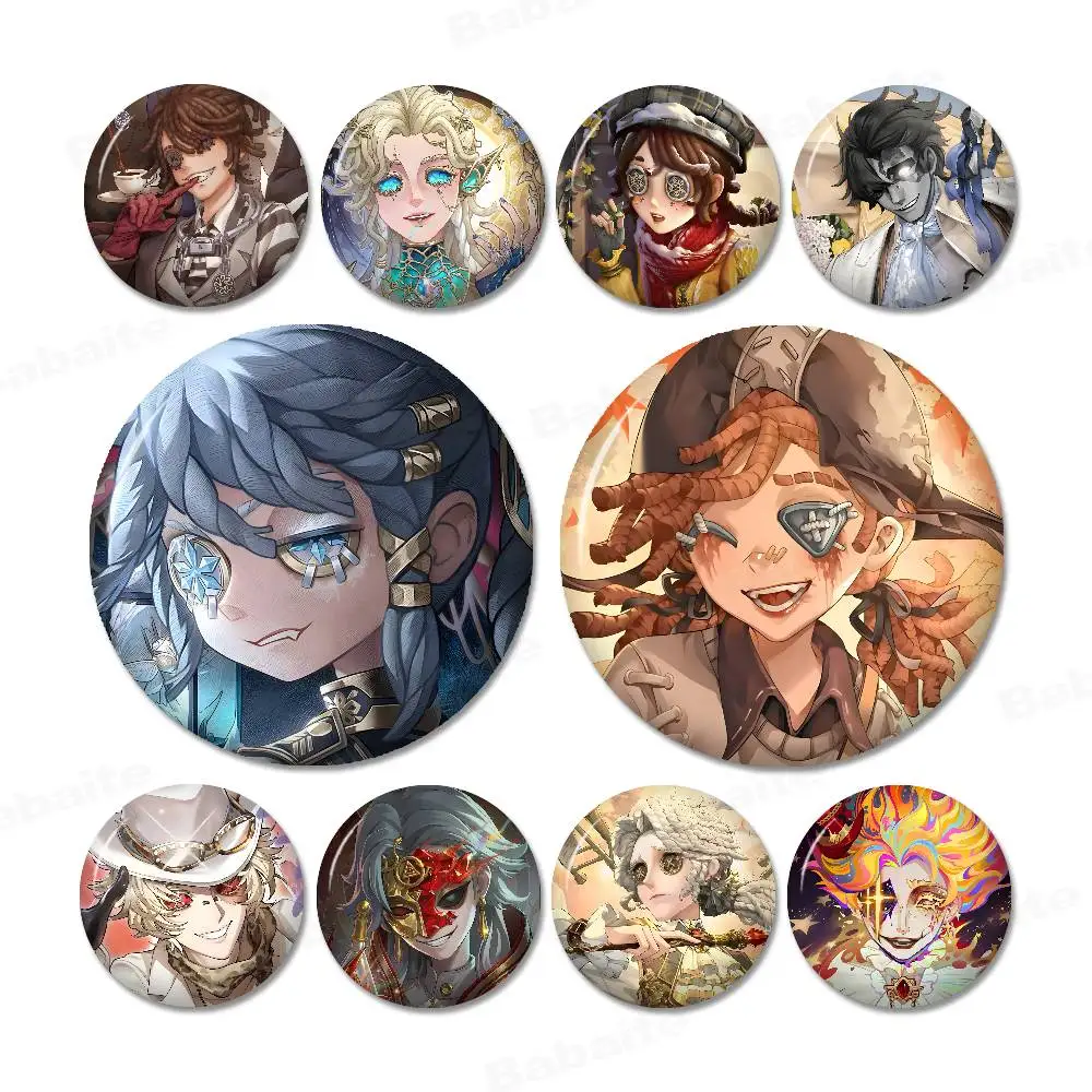 Horror Game Identity V Creative Pins Funny Faces Round Snap-in Brooch Badge Backpack Hat Accessories Jewelry Gifts