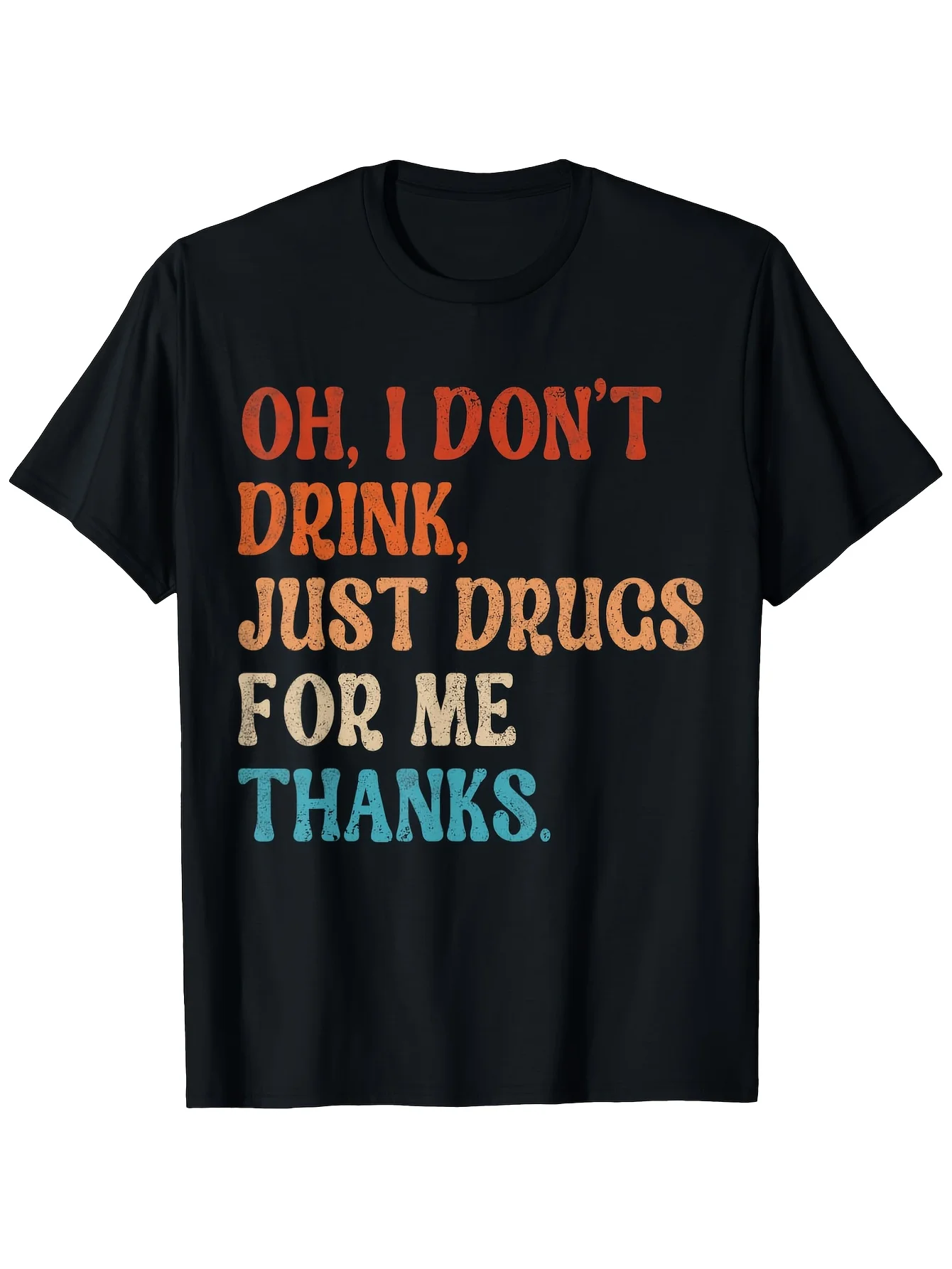I Don'T Drink Alcohol, I Only Drink Medicine, Thank You Old-Style Retro T-Shirt, Unisex 2026 Summer Short-Sleeve Printed T-Shirt, Pure, Seasonal Casual Trendy Men's Clothing, Plus Size