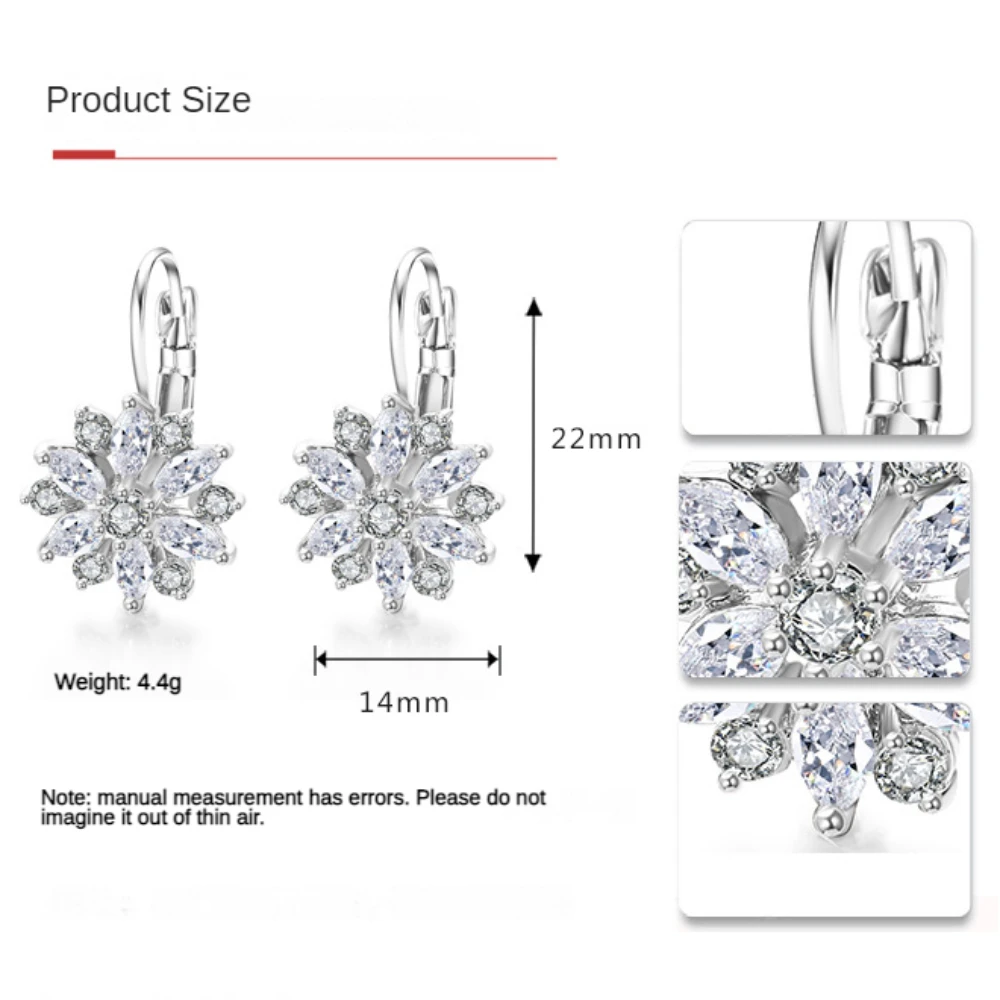 Colorful Lotus Flower Drop Earrings for Women 18K Gold Plated Crystal Cubic Zirconia Flower Earrings Elements Bridal Jewelry