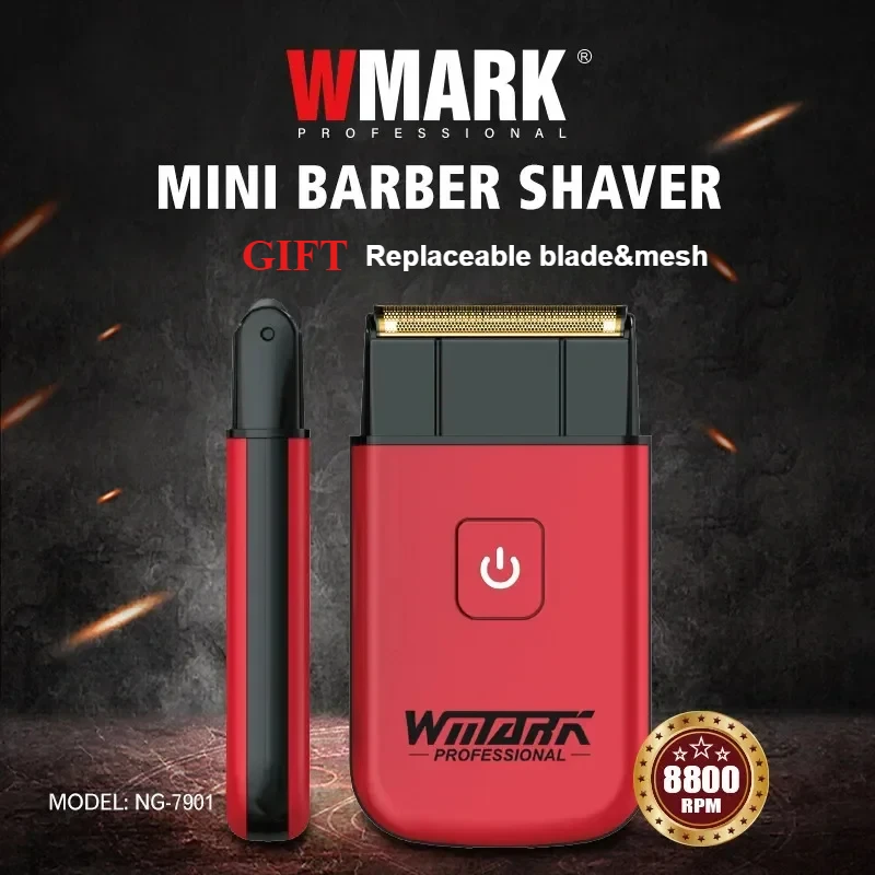 WMARK NG-7901 Professional Barber Shaver Mini Hair Clipper Stainless Steel Titanium Plated Two Blade Mesh Men's  Razor Trimmer