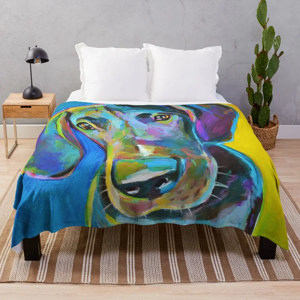 

Colorful GREAT DANE Painting by Robert Phelps Throw Blanket