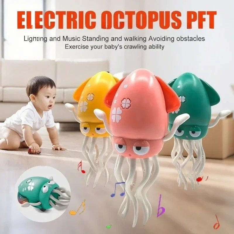 Electronic Dancing Squid Toy with Lights Music Interactive Flat Squid Toddler Development Gift for Kids Entertainment Learning