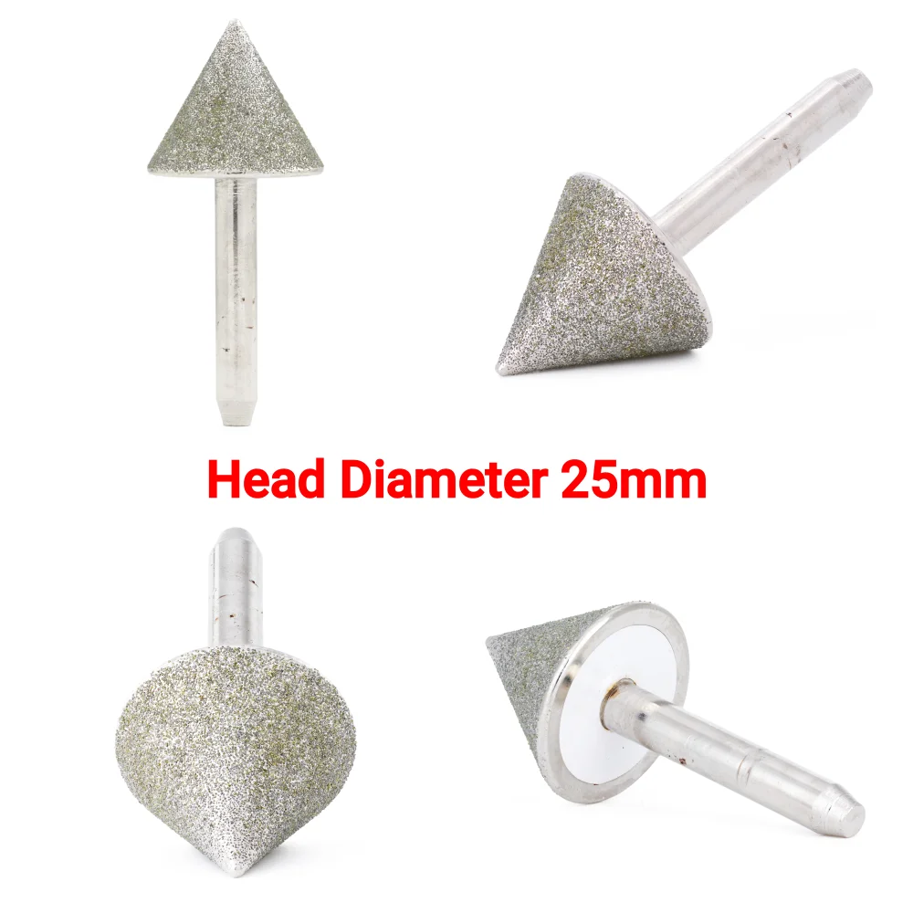 20-25mm 60 Degrees Diamond Tapered Grinding Head Chamfer Hole Rotary Burrs Bits Stone Abrasive Carving Tools 80 Grit ILOVETOOL