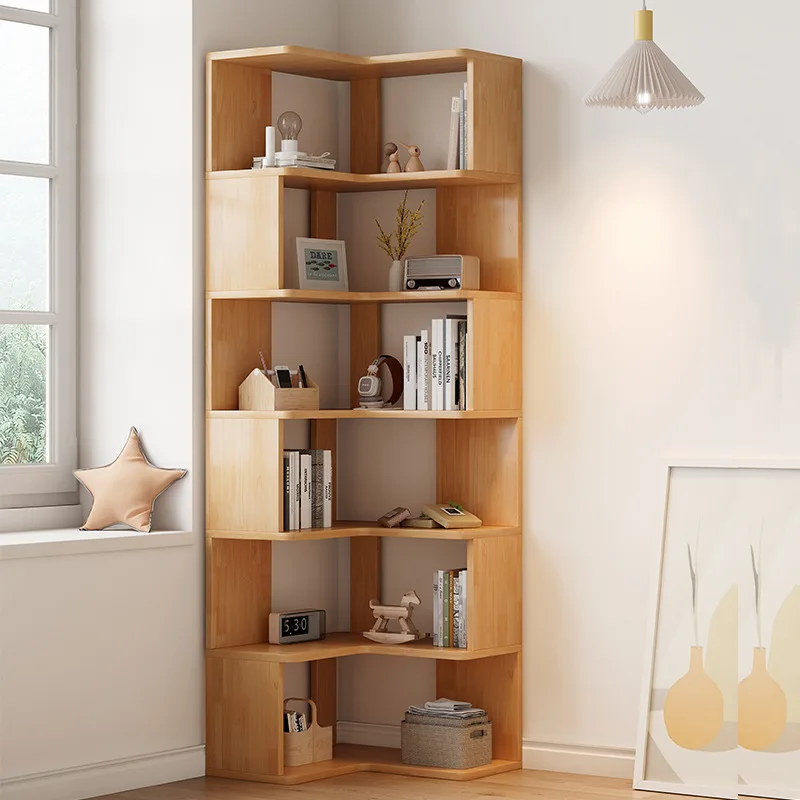 

Solid wood corner cabinets shelves floor lockers home storage cabinets bookcase modern simple and practical.