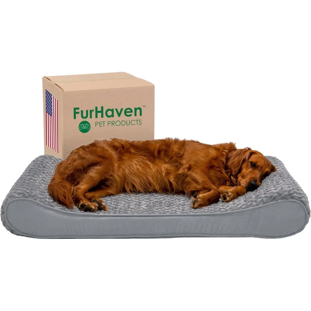 

Orthopedic Dog Bed for Large Dogs w/ Removable Washable Cover, For Dogs Up to 75 lbs - Ultra Plush Faux Fur & Suede Luxe Lounge