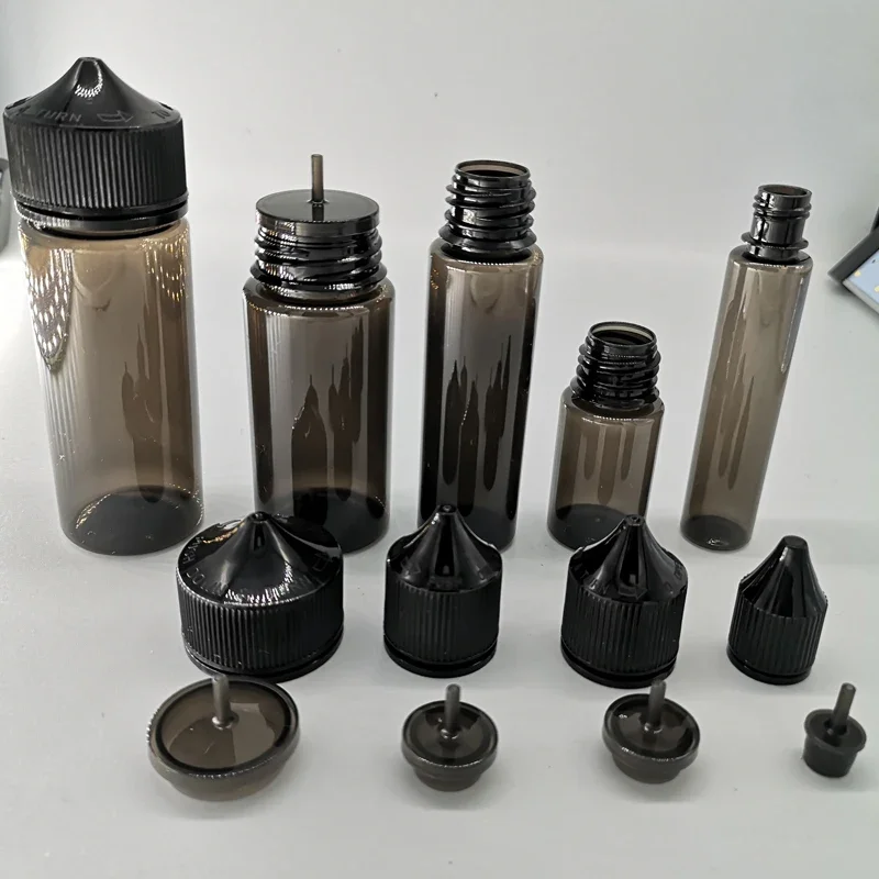 

100pcs 30ml/60ml/100ml/120ml Black Plastic Empty Dropper Bottles E-Liquid Drop Pen Bottle Long Tip Cap Vape juice Oil Containers