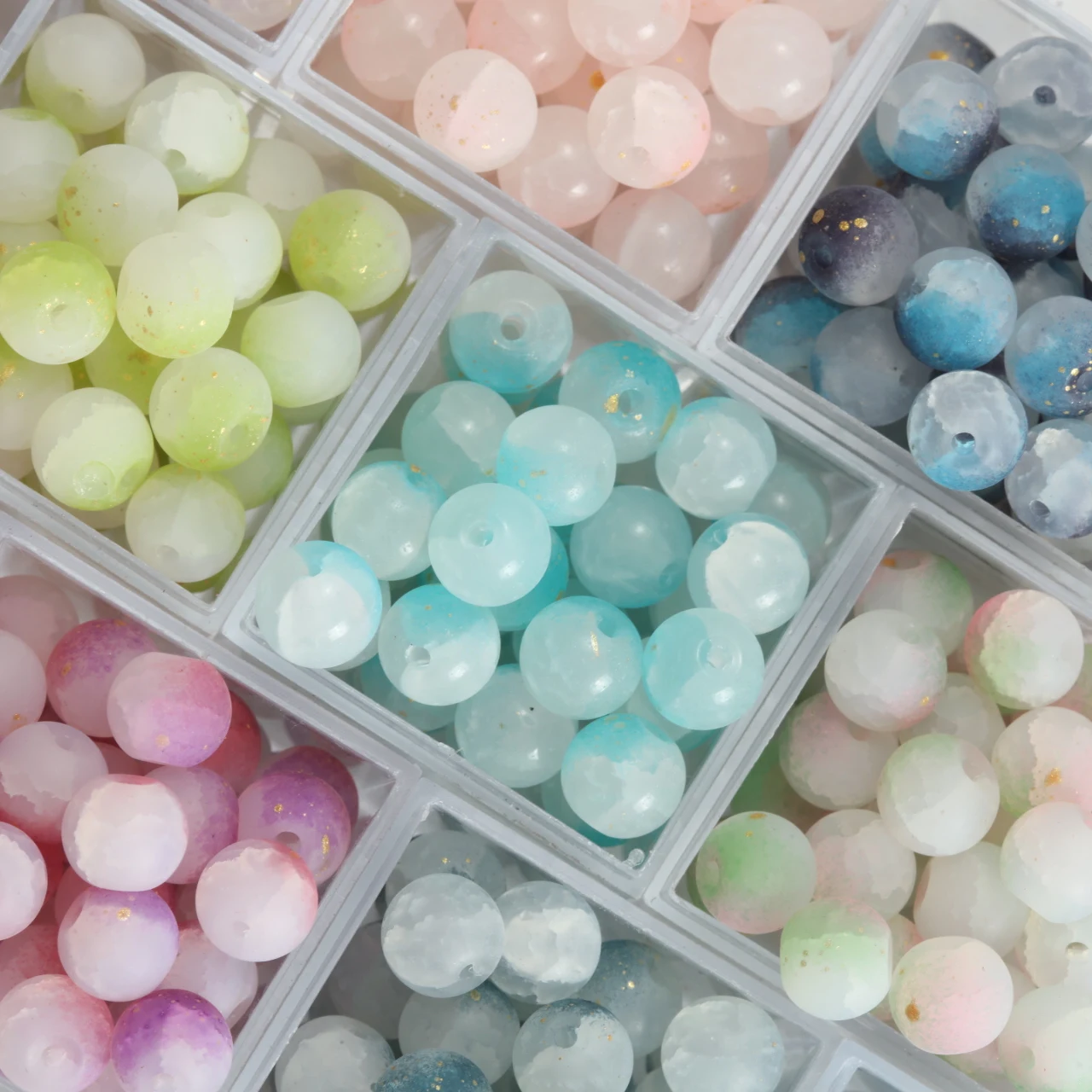 30Pcs 8mm Frozen Frosted Gold Sprinkled Glass Beads for Parent-child Family DIY Bead String Necklace Earrings Tassel Accessories