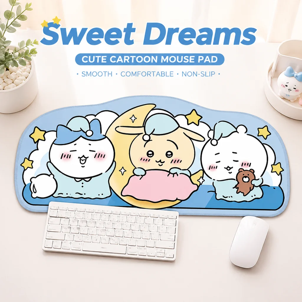Cute Chiikawa Cartoon Waterproof Oil Proof Easy to Clean Desk Mat Table Mat for Office Desk Gaming Mouse Pad Keyboard Pad
