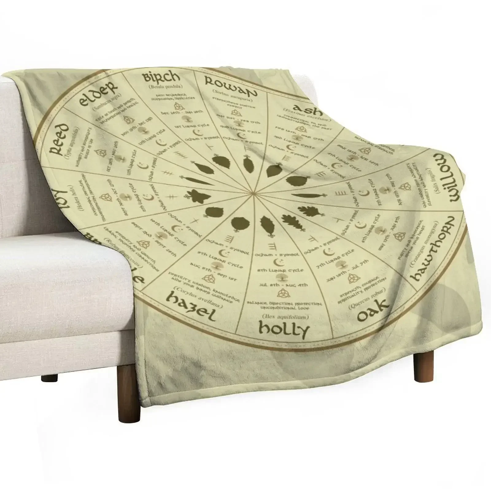 Celtic Ogham Tree Calendar Throw Blanket Camping Sofa Throw Thermal Sleeping Bag Blankets