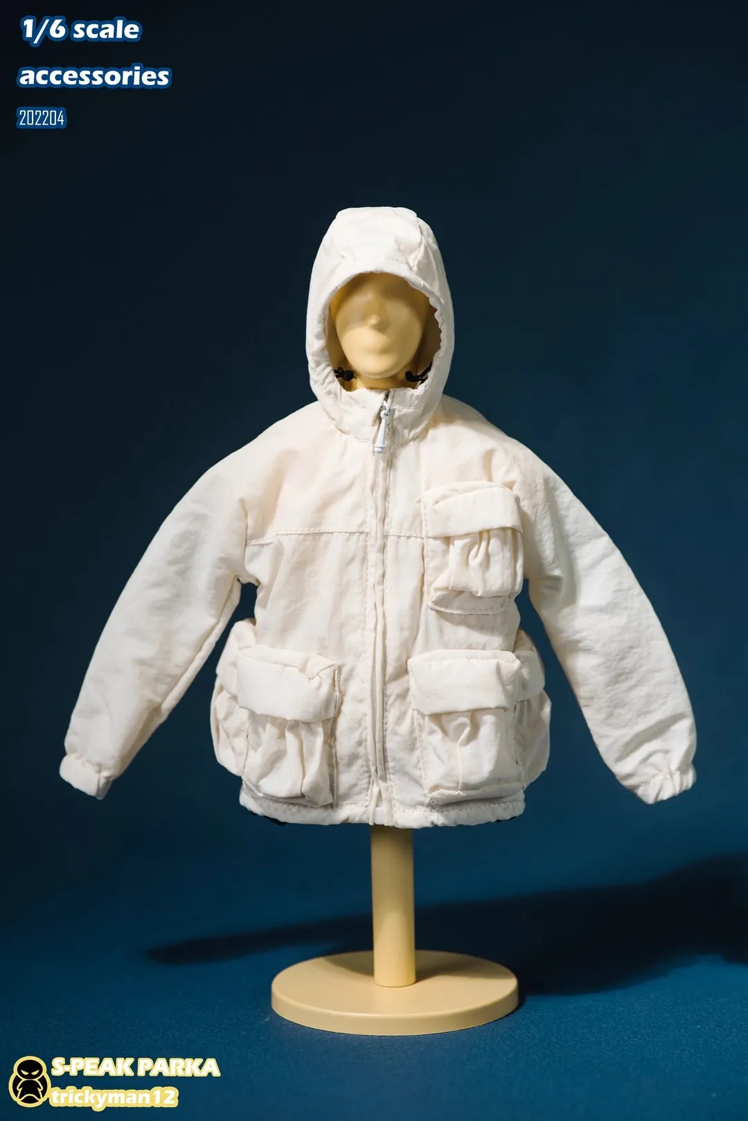 

TrickyMan 202204 1/6 White Functional Windbreaker Long Sleeve Solid Color Zip Up Top Model Fit 12'' Action Figure In Stock