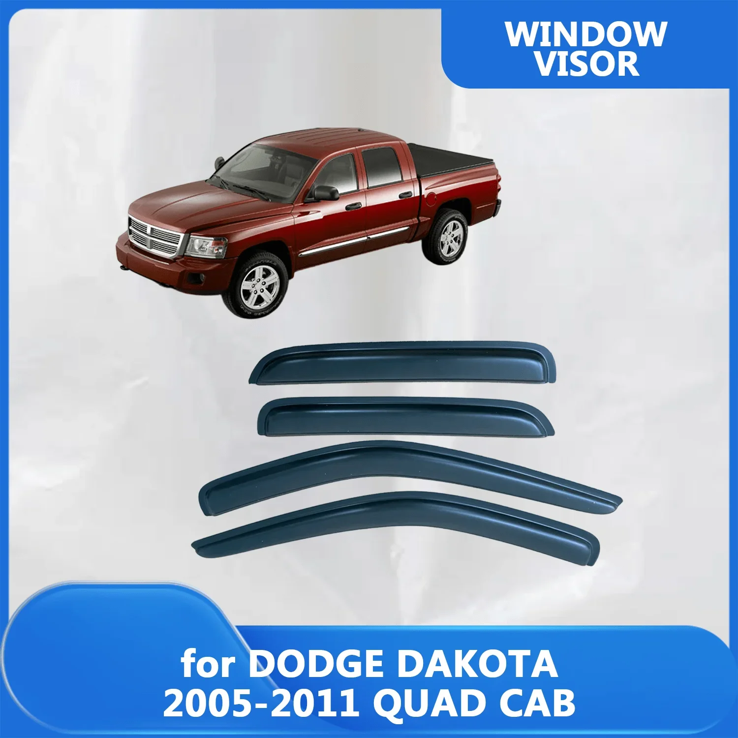 

Window Visor for DODGE DAKOTA 2005 2006 2007 2008 2009 2010 2011 QUAD CAB Wind Deflectors Rain Guards Door Visor Vent Shades Sun