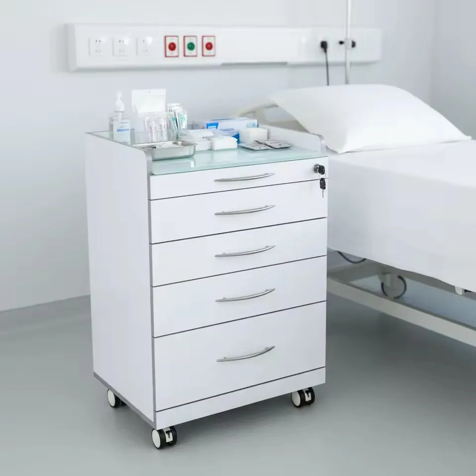 Dental Storage Cabinet 4 Drawer Mobile Trolley Stainless Steel Medical Storage Hospital Furniture