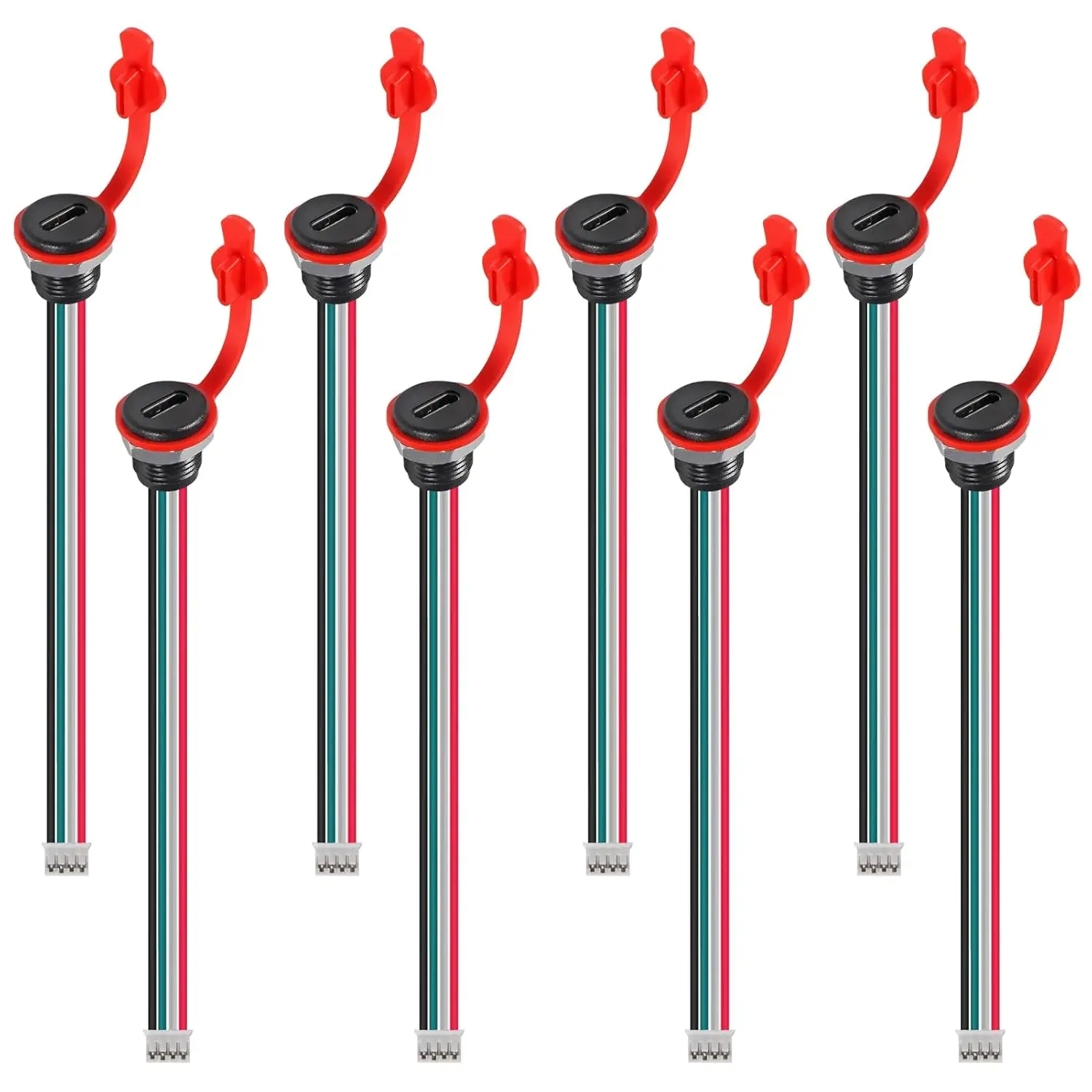 8pcs Type-C Chassis 4 Pin Type-C Socket Connector Waterproof Jack Female Charging Port 3A USB-C Charger Plug Socket 4pin