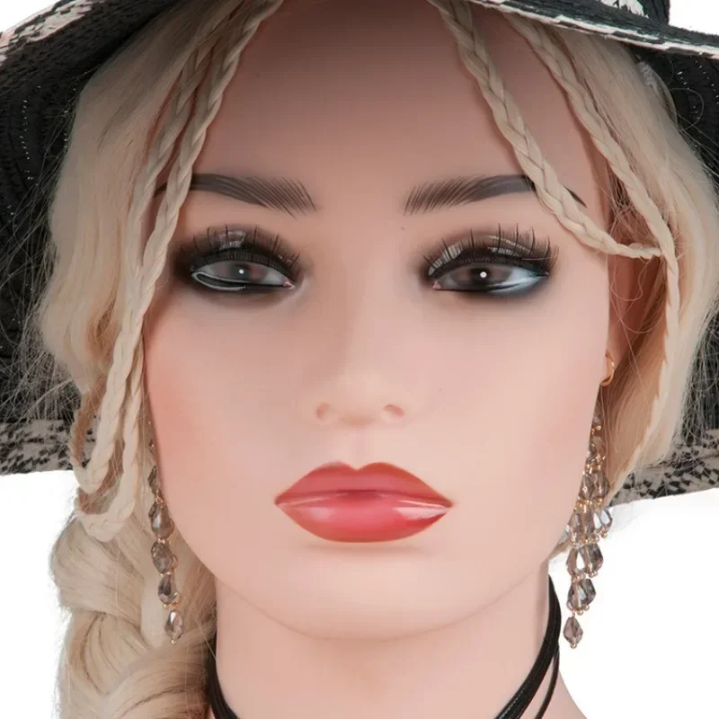 Realistic Mannequin Dummy Head with Shoulders Female Manikin Doll Head Bust for Wigs Hats Scarves Jewerly Display