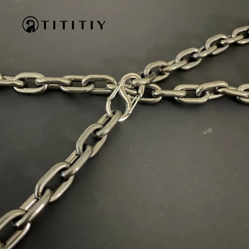 New Pure Titanium Necklace with Width 9.5mm Hip Hop Trend Ultra Light Anti Allergic Men Women Necklace Solid Sturdy Accessories