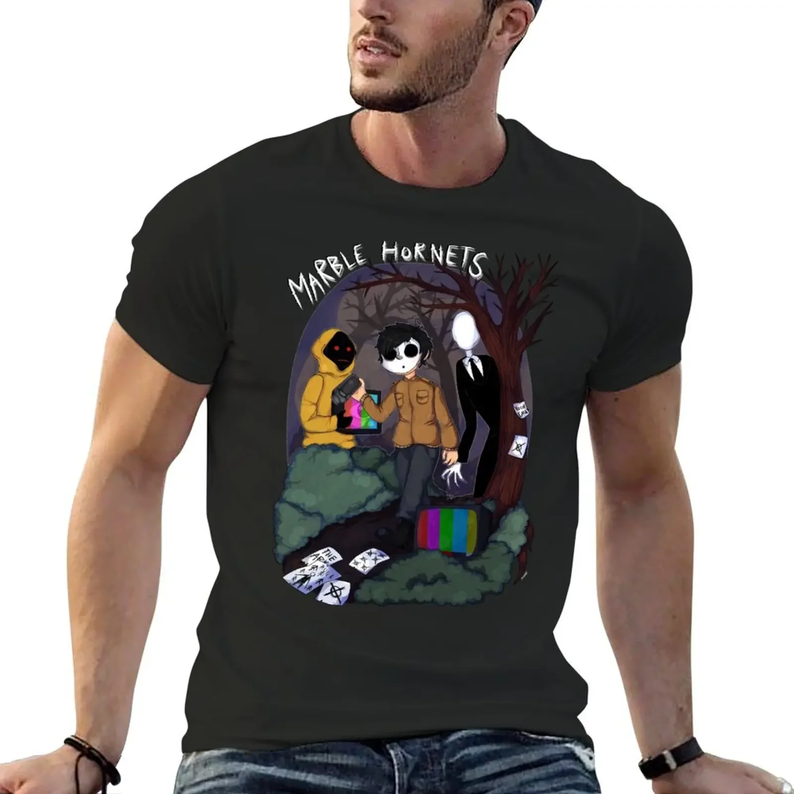 

Marble Hornets 57 T-Shirt plus size tops oversizeds customizeds plus size men clothing