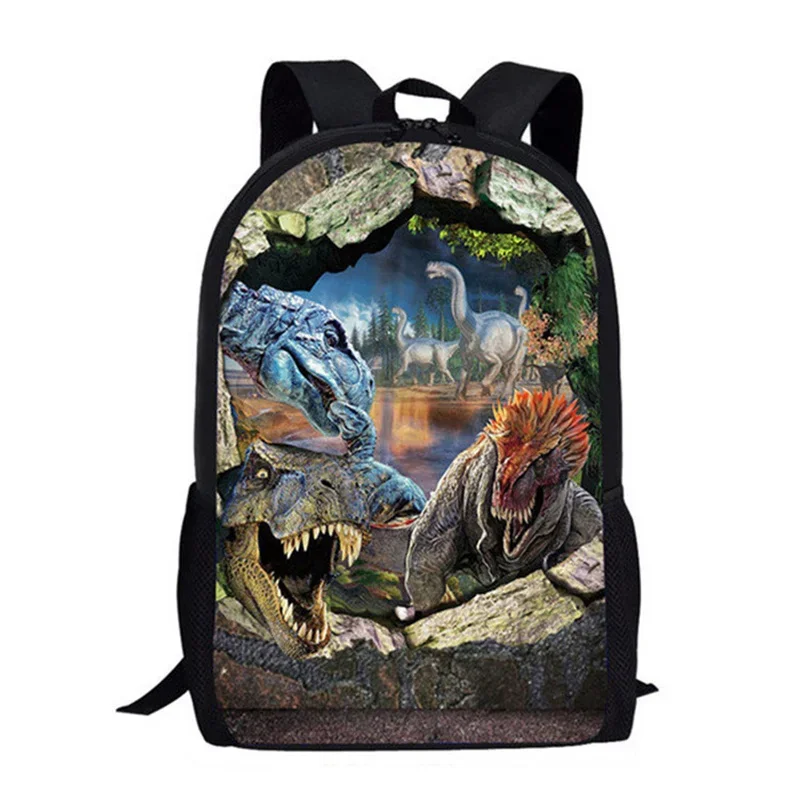 Dinosaur 3D Print School Bag para meninos e meninas, mochila, bolsa, laptop, aluno, criativo, moda